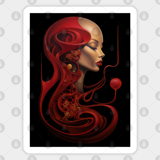 Crimson Contemplation Magnet by TooplesArt